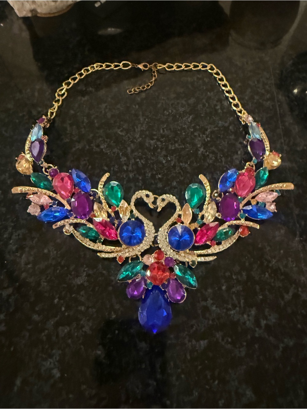 Betsey Johnson Kissing Swan Bib-style Gem Necklace